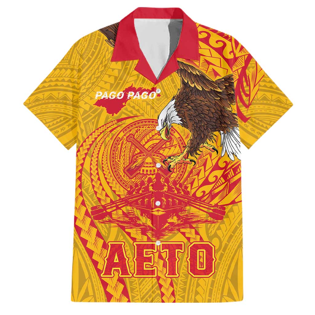 Personalized American Samoa Fautasi Race Family Matching Summer Maxi Dress and Hawaiian Shirt Aeto Pago Pago with Eagle Samoan Tribal Patterns LT03 Dad's Shirt - Short Sleeve Multicolor - Polynesian Pride