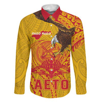 Personalized American Samoa Fautasi Race Family Matching Summer Maxi Dress and Hawaiian Shirt Aeto Pago Pago with Eagle Samoan Tribal Patterns LT03 Dad's Shirt - Long Sleeve Multicolor - Polynesian Pride