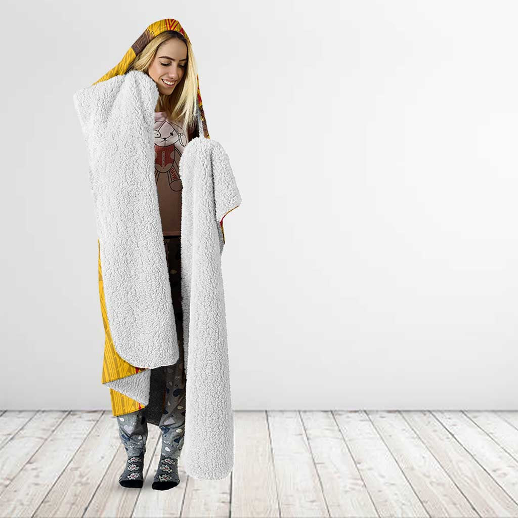 American Samoa Fautasi Race Hooded Blanket Aeto Pago Pago with Eagle Samoan Tribal Patterns