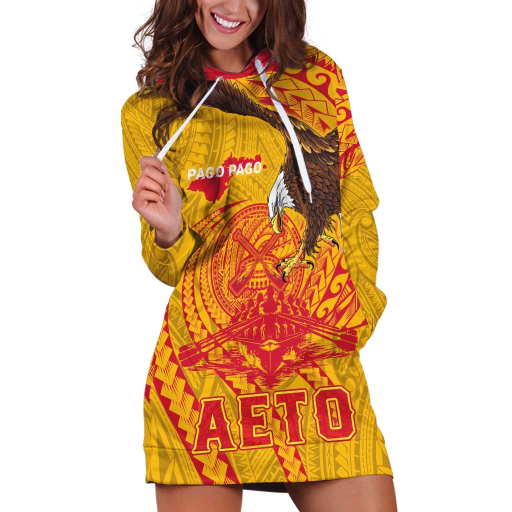 Personalized American Samoa Fautasi Race Hoodie Dress Aeto Pago Pago with Eagle Samoan Tribal Patterns