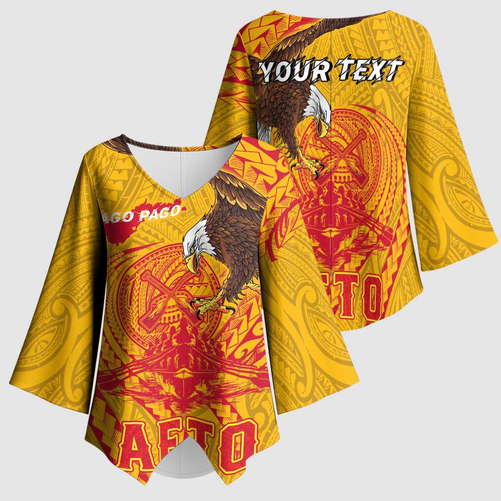 Personalized American Samoa Fautasi Race Kimono Sleeve Blouse Aeto Pago Pago with Eagle Samoan Tribal Patterns