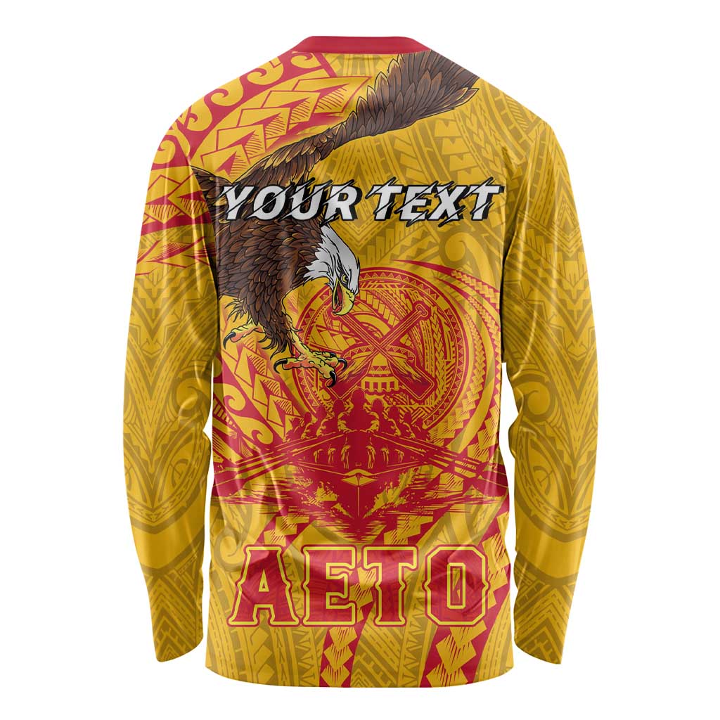 Personalized American Samoa Fautasi Race Long Sleeve Shirt Aeto Pago Pago with Eagle Samoan Tribal Patterns