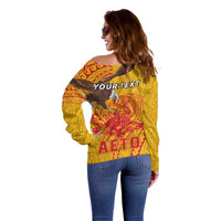 Personalized American Samoa Fautasi Race Off Shoulder Sweater Aeto Pago Pago with Eagle Samoan Tribal Patterns