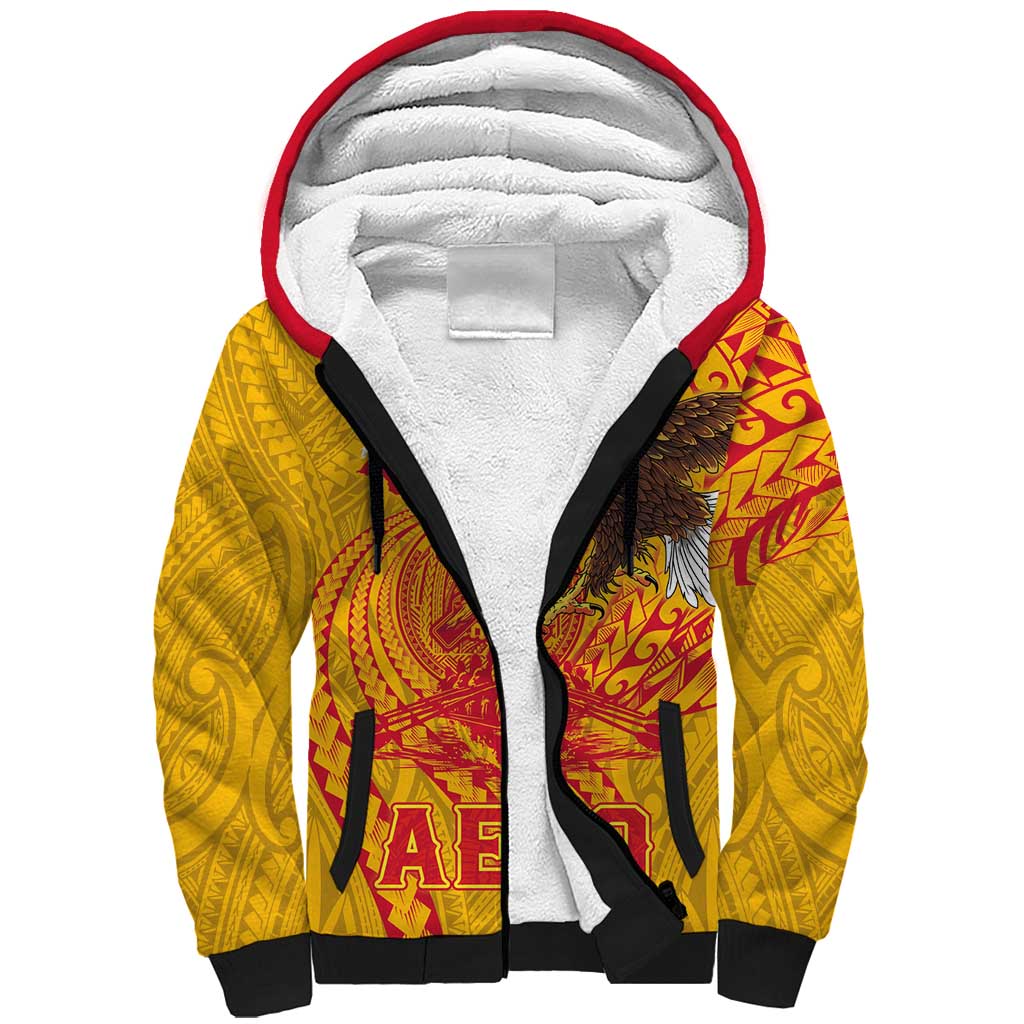 Personalized American Samoa Fautasi Race Sherpa Hoodie Aeto Pago Pago with Eagle Samoan Tribal Patterns