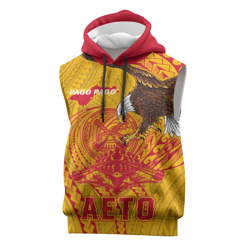 Personalized American Samoa Fautasi Race Sleeveless Hoodie Aeto Pago Pago with Eagle Samoan Tribal Patterns