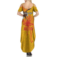 Personalized American Samoa Fautasi Race Summer Maxi Dress Aeto Pago Pago with Eagle Samoan Tribal Patterns