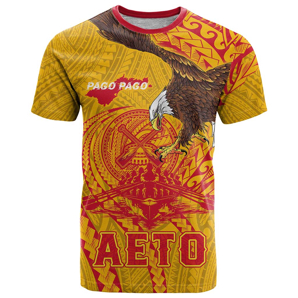 Personalized American Samoa Fautasi Race T Shirt Aeto Pago Pago with Eagle Samoan Tribal Patterns