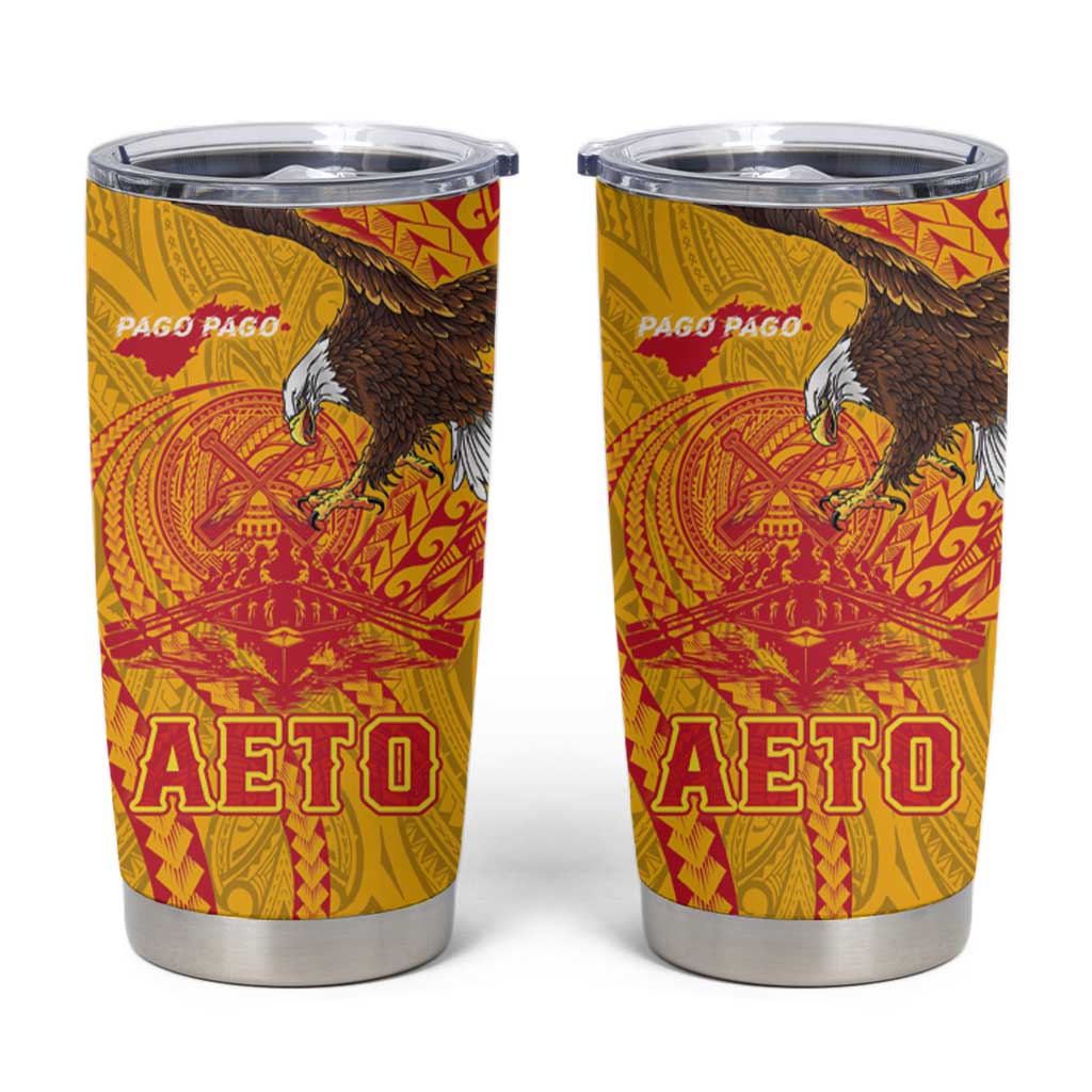 American Samoa Fautasi Race Tumbler Cup Aeto Pago Pago with Eagle Samoan Tribal Patterns