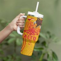 American Samoa Fautasi Race Tumbler With Handle Aeto Pago Pago with Eagle Samoan Tribal Patterns