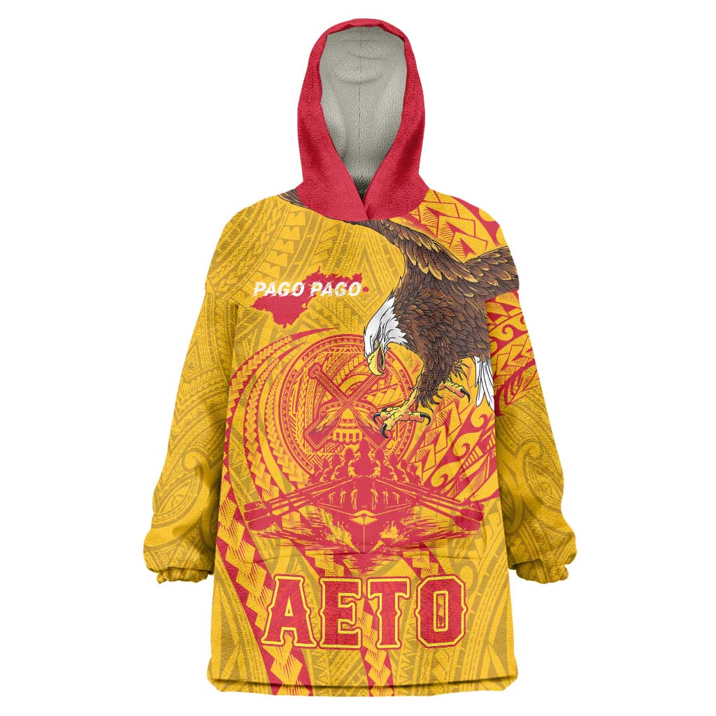 Personalized American Samoa Fautasi Race Wearable Blanket Hoodie Aeto Pago Pago with Eagle Samoan Tribal Patterns