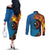 Fiji and Australia Together Couples Matching Off The Shoulder Long Sleeve Dress and Long Sleeve Button Shirt Tapa Tribal Tattoo mix Aboriginal Pattern