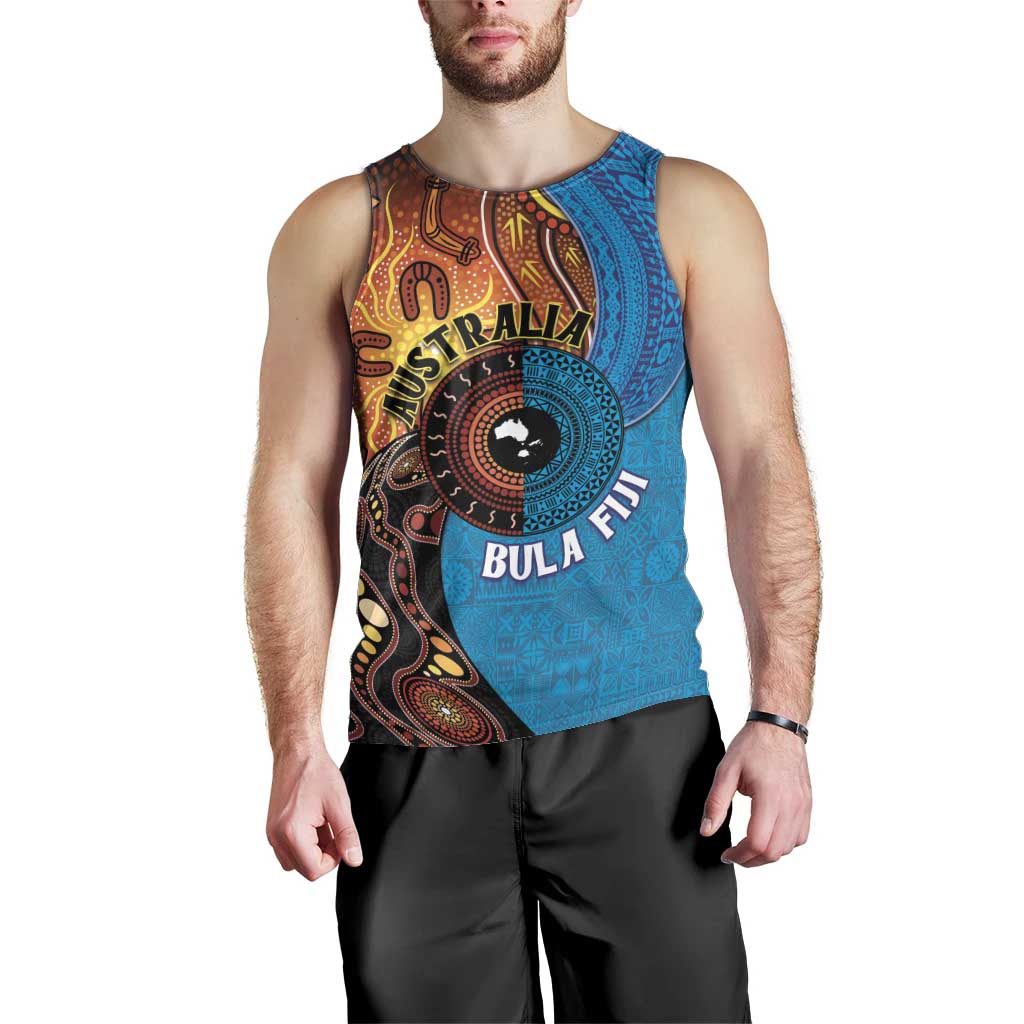 Fiji and Australia Together Men Tank Top Tapa Tribal Tattoo mix Aboriginal Pattern