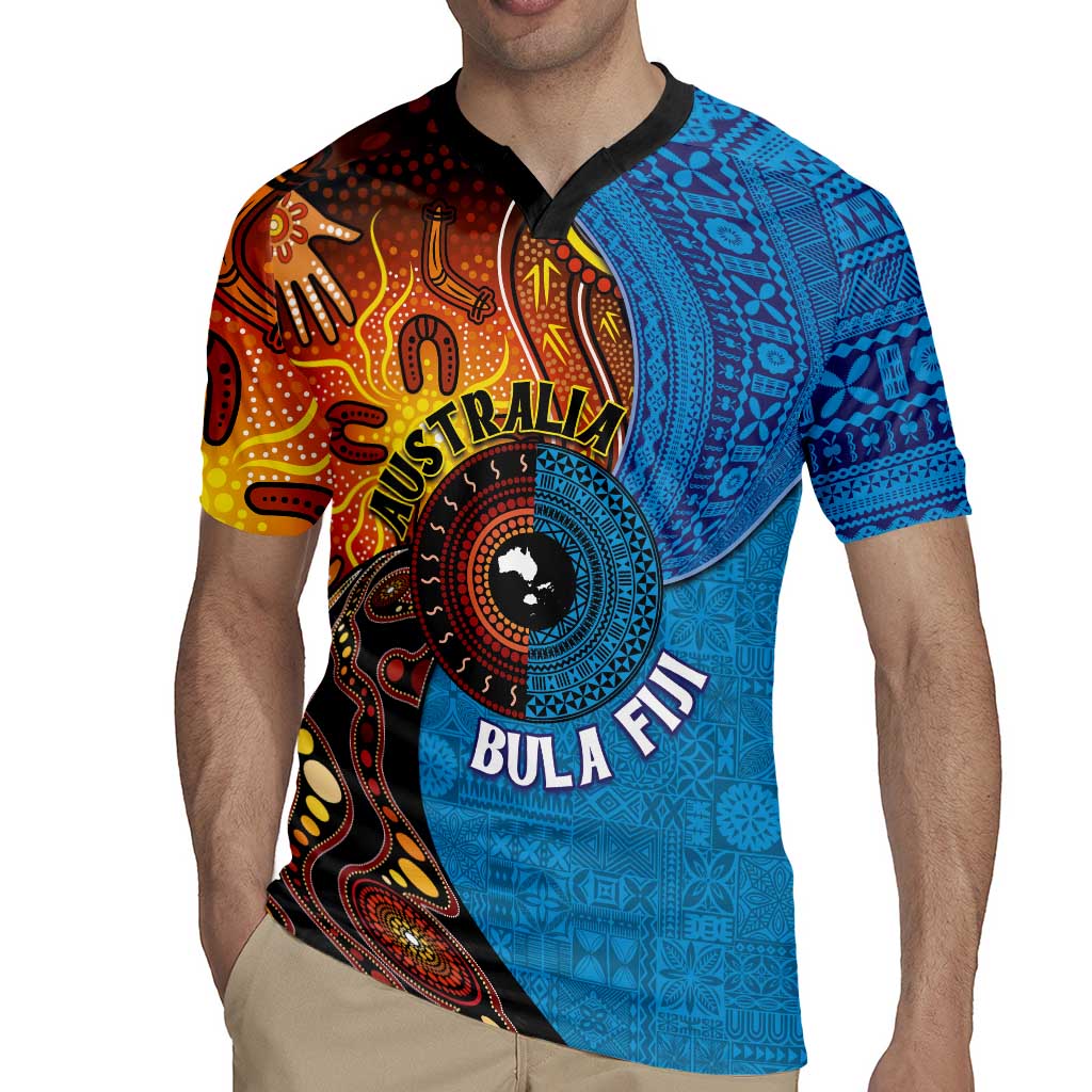 Fiji and Australia Together Rugby Jersey Tapa Tribal Tattoo mix Aboriginal Pattern