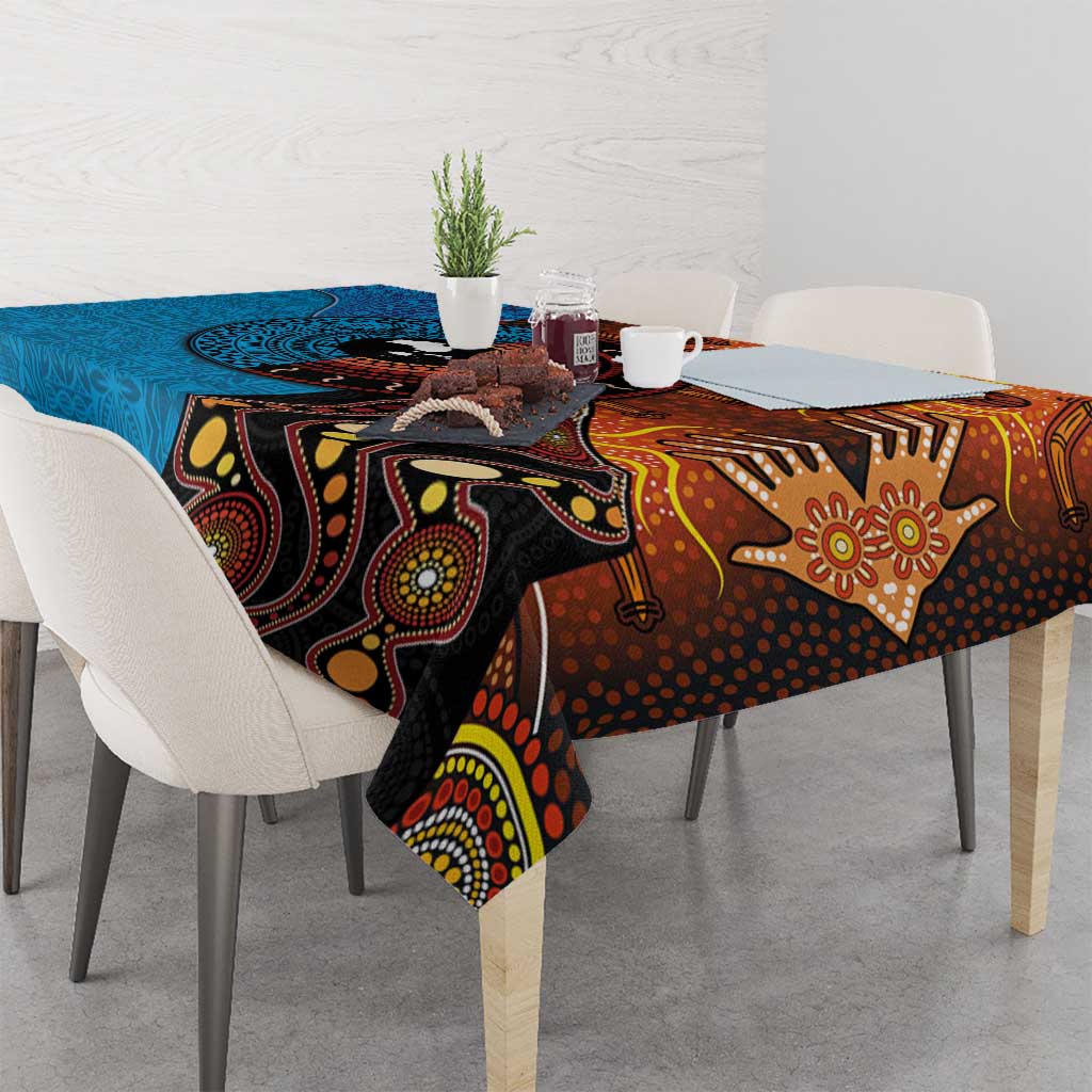 Fiji and Australia Together Tablecloth Tapa Tribal Tattoo mix Aboriginal Pattern