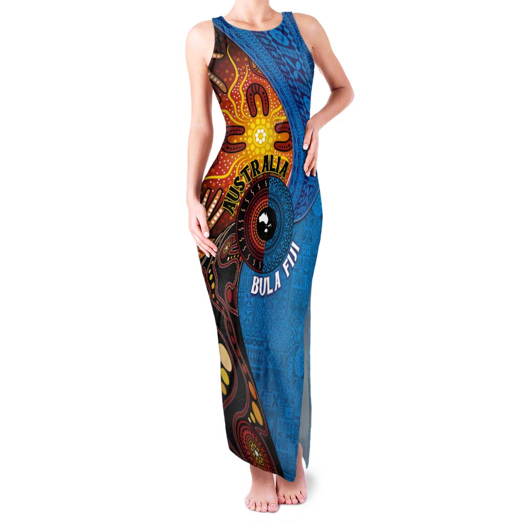 Fiji and Australia Together Tank Maxi Dress Tapa Tribal Tattoo mix Aboriginal Pattern