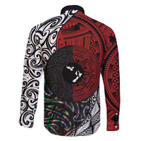 Tonga and New Zealand Together Family Matching Mermaid Dress and Hawaiian Shirt Tongan Kupesi Ngatu Tattoo and Maori Paua Shell Pattern LT03 - Polynesian Pride