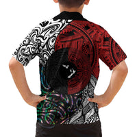Tonga and New Zealand Together Family Matching Puletasi and Hawaiian Shirt Tongan Kupesi Ngatu Tattoo and Maori Paua Shell Pattern LT03 - Polynesian Pride