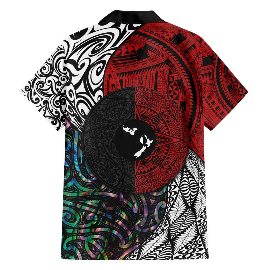 Tonga and New Zealand Together Family Matching Summer Maxi Dress and Hawaiian Shirt Tongan Kupesi Ngatu Tattoo and Maori Paua Shell Pattern LT03 - Polynesian Pride