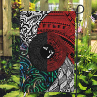 Tonga and New Zealand Together Garden Flag Tongan Kupesi Ngatu Tattoo and Maori Paua Shell Pattern