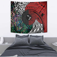 Tonga and New Zealand Together Tapestry Tongan Kupesi Ngatu Tattoo and Maori Paua Shell Pattern