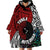 Tonga and New Zealand Together Wearable Blanket Hoodie Tongan Kupesi Ngatu Tattoo and Maori Paua Shell Pattern