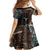 Samoa and New Zealand Together Family Matching Off Shoulder Short Dress and Hawaiian Shirt Siapo Motif and Maori Paua Shell Pattern