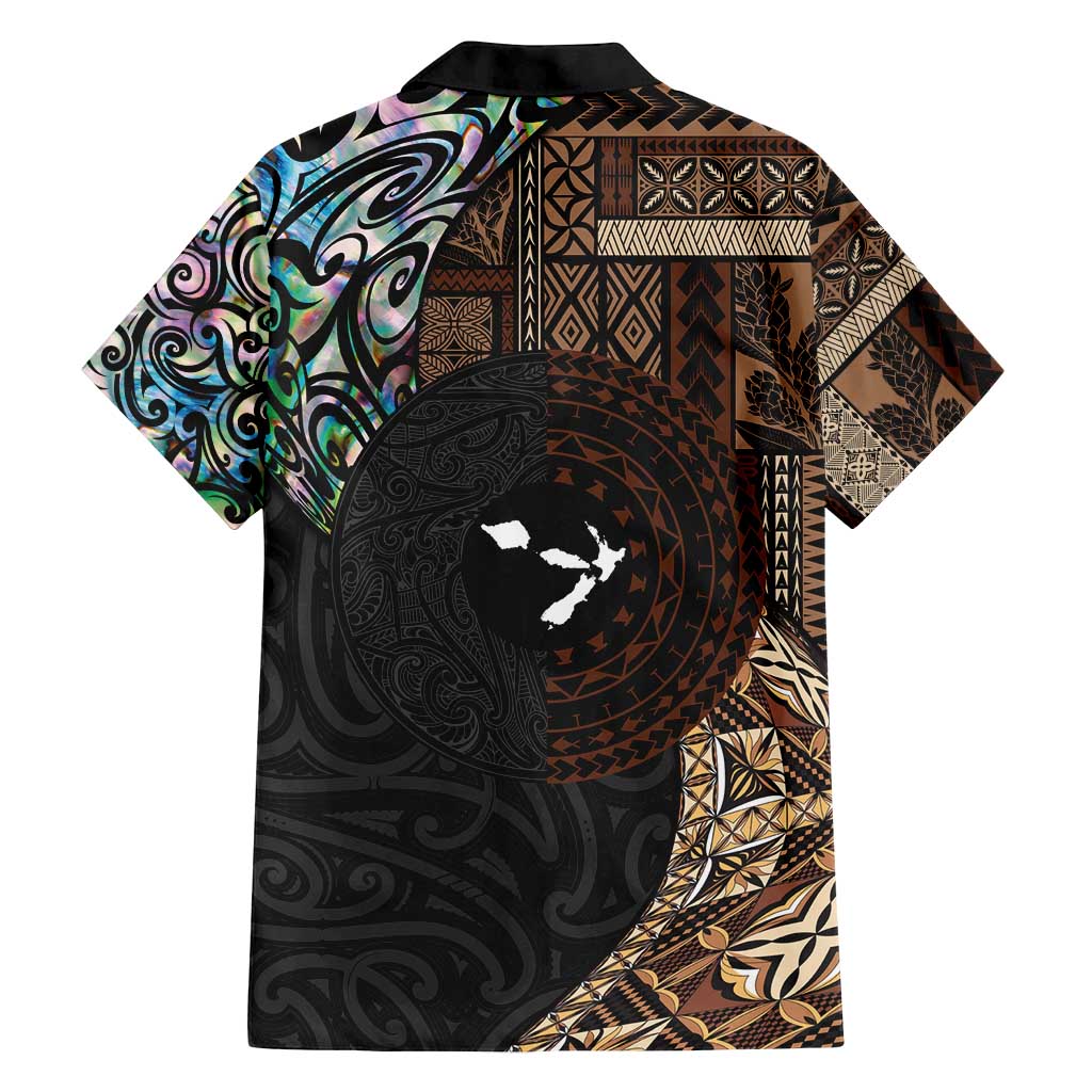 Samoa and New Zealand Together Family Matching Tank Maxi Dress and Hawaiian Shirt Siapo Motif and Maori Paua Shell Pattern
