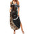 Samoa and New Zealand Together Summer Maxi Dress Siapo Motif and Maori Paua Shell Pattern