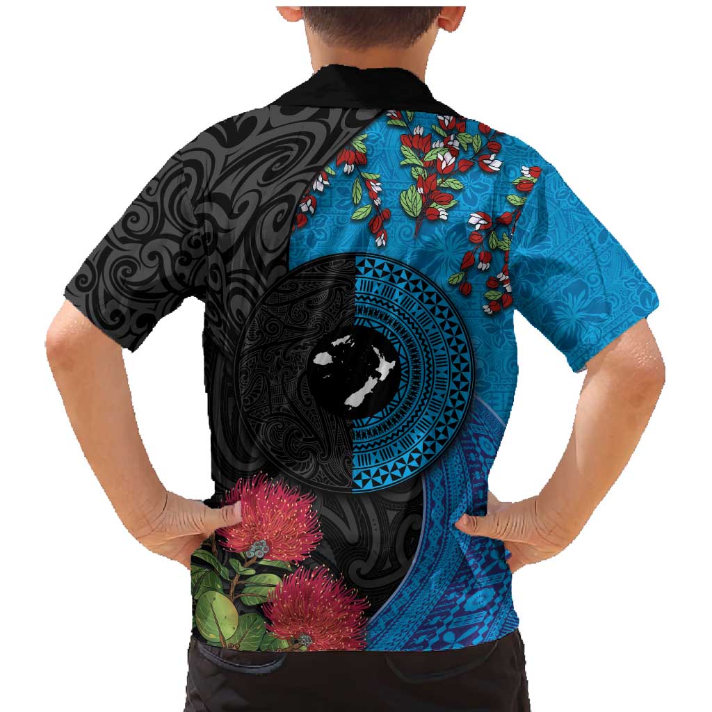 Fiji and New Zealand Together Family Matching Mermaid Dress and Hawaiian Shirt Tapa Maori Tattoo mix Tagimoucia and Pohutukawa LT03 - Polynesian Pride