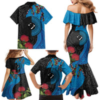 Fiji and New Zealand Together Family Matching Mermaid Dress and Hawaiian Shirt Tapa Maori Tattoo mix Tagimoucia and Pohutukawa LT03 - Polynesian Pride