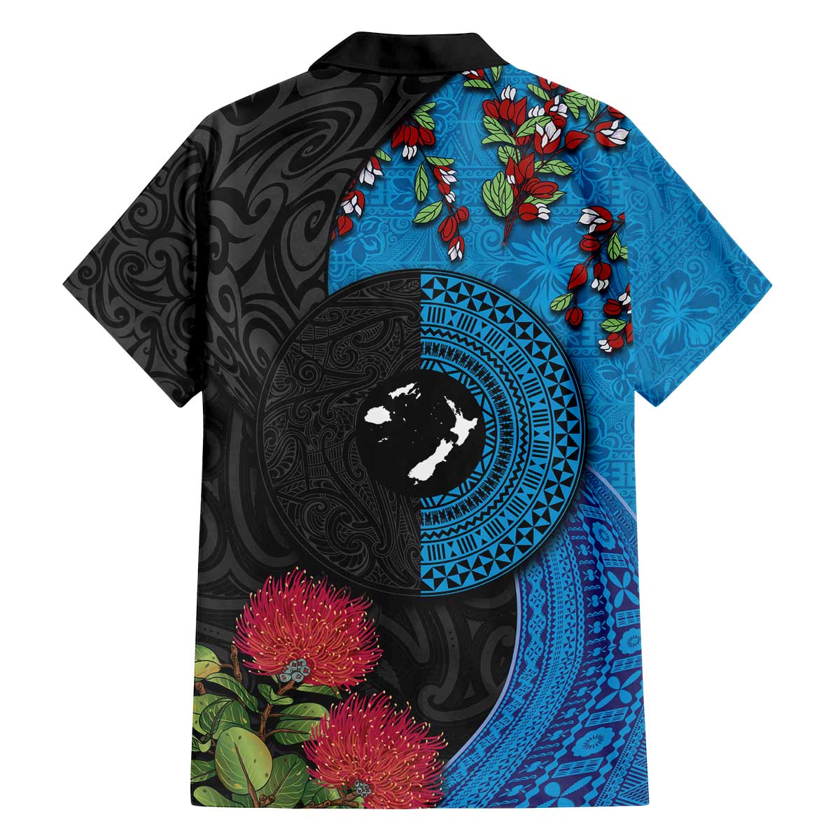 Fiji and New Zealand Together Family Matching Puletasi and Hawaiian Shirt Tapa Maori Tattoo mix Tagimoucia and Pohutukawa LT03 - Polynesian Pride