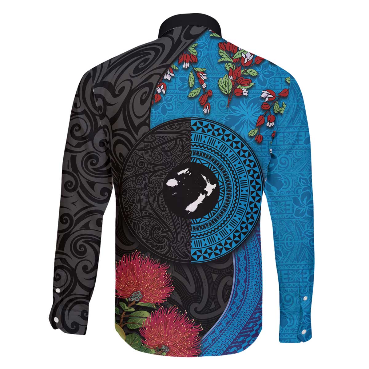 Fiji and New Zealand Together Family Matching Puletasi and Hawaiian Shirt Tapa Maori Tattoo mix Tagimoucia and Pohutukawa LT03 - Polynesian Pride