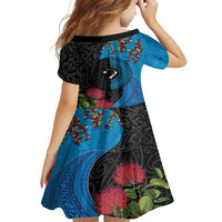 Fiji and New Zealand Together Family Matching Short Sleeve Bodycon Dress and Hawaiian Shirt Tapa Maori Tattoo mix Tagimoucia and Pohutukawa LT03 - Polynesian Pride