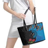 Fiji and New Zealand Together Leather Tote Bag Tapa Maori Tattoo mix Tagimoucia and Pohutukawa LT03 - Polynesian Pride