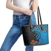 Fiji and New Zealand Together Leather Tote Bag Tapa Maori Tattoo mix Tagimoucia and Pohutukawa LT03 - Polynesian Pride