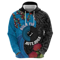Fiji and New Zealand Together Zip Hoodie Tapa Maori Tattoo mix Tagimoucia and Pohutukawa LT03 - Polynesian Pride