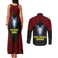Vitis Central Dabaris Rugby Couples Matching Tank Maxi Dress and Long Sleeve Button Shirts Papua New Guinea Polynesian Tattoo LT03 - Polynesian Pride