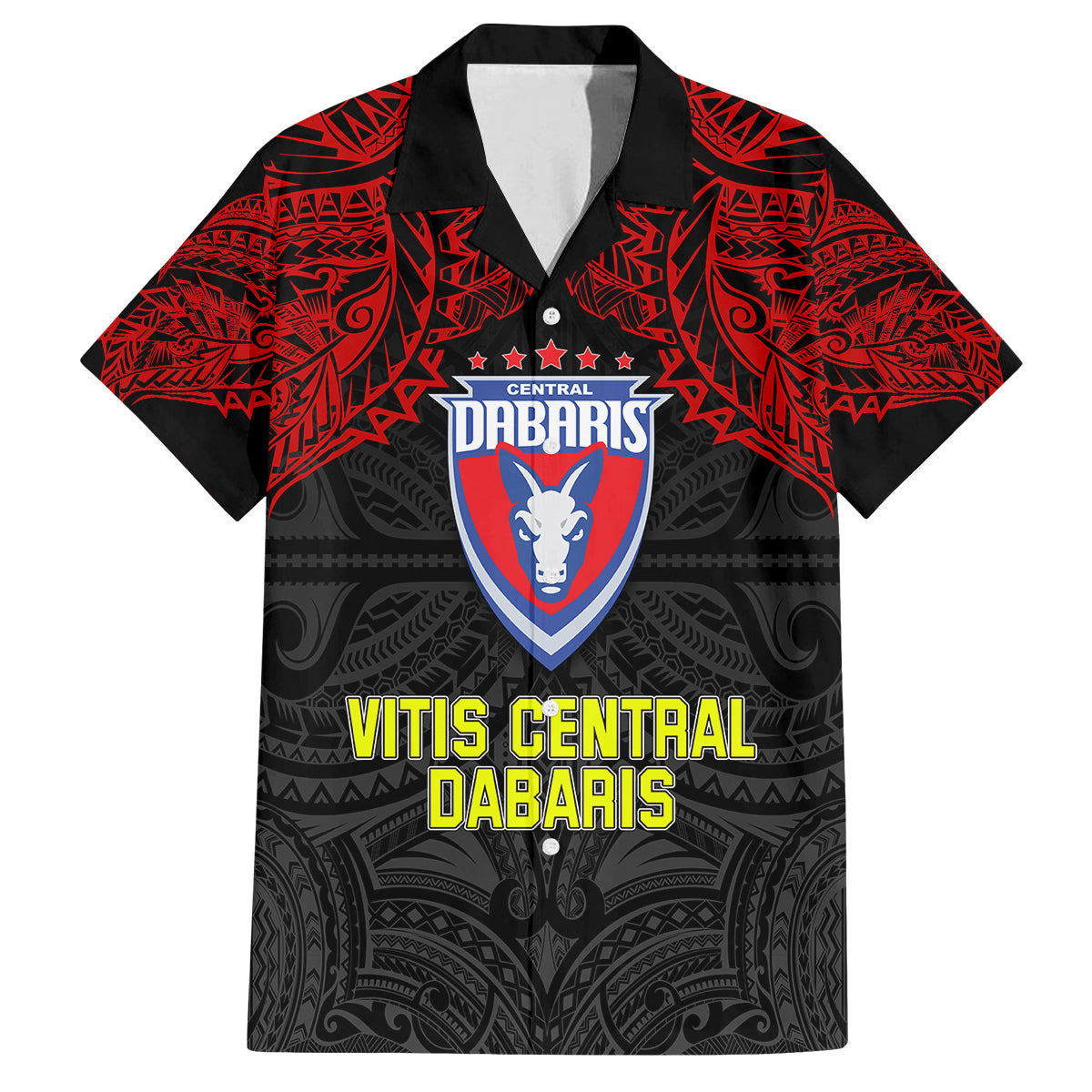 Vitis Central Dabaris Rugby Family Matching Mermaid Dress and Hawaiian Shirt Papua New Guinea Polynesian Tattoo LT03 Dad's Shirt - Short Sleeve Red - Polynesian Pride