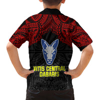 Vitis Central Dabaris Rugby Family Matching Short Sleeve Bodycon Dress and Hawaiian Shirt Papua New Guinea Polynesian Tattoo LT03 - Polynesian Pride