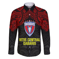 Vitis Central Dabaris Rugby Family Matching Tank Maxi Dress and Hawaiian Shirt Papua New Guinea Polynesian Tattoo LT03 Dad's Shirt - Long Sleeve Red - Polynesian Pride