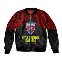 Custom Vitis Central Dabaris Rugby Bomber Jacket Papua New Guinea Polynesian Tattoo LT03 Unisex Red - Polynesian Pride