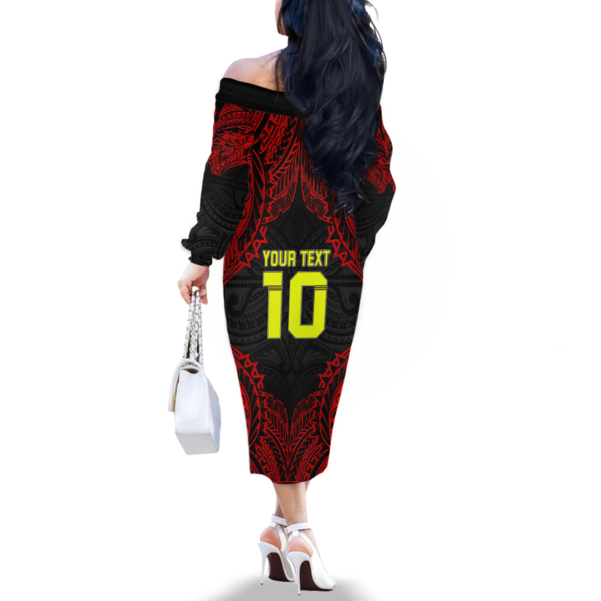 Custom Vitis Central Dabaris Rugby Family Matching Off Shoulder Long Sleeve Dress and Hawaiian Shirt Papua New Guinea Polynesian Tattoo LT03 - Polynesian Pride