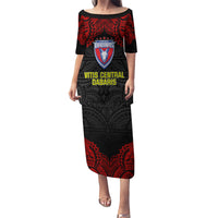 Custom Vitis Central Dabaris Rugby Family Matching Puletasi Dress and Hawaiian Shirt Papua New Guinea Polynesian Tattoo LT03 Mom's Dress Red - Polynesian Pride