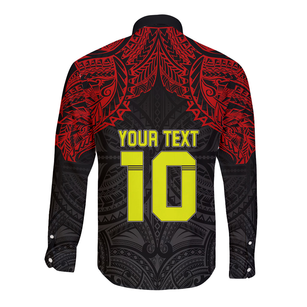 Custom Vitis Central Dabaris Rugby Long Sleeve Button Shirt Papua New Guinea Polynesian Tattoo LT03 - Polynesian Pride