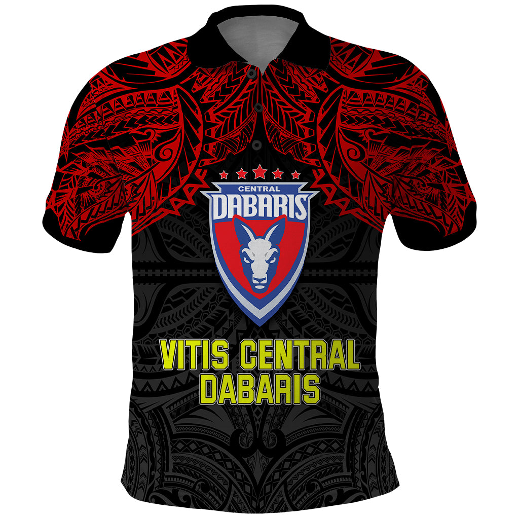 Custom Vitis Central Dabaris Rugby Polo Shirt Papua New Guinea Polynesian Tattoo LT03 Red - Polynesian Pride