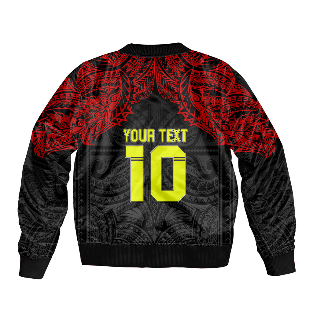 Custom Vitis Central Dabaris Rugby Sleeve Zip Bomber Jacket Papua New Guinea Polynesian Tattoo LT03 - Polynesian Pride