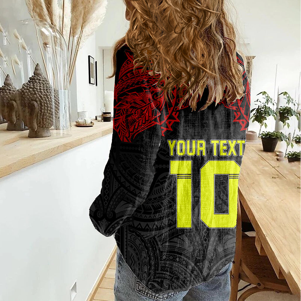Custom Vitis Central Dabaris Rugby Women Casual Shirt Papua New Guinea Polynesian Tattoo LT03 - Polynesian Pride