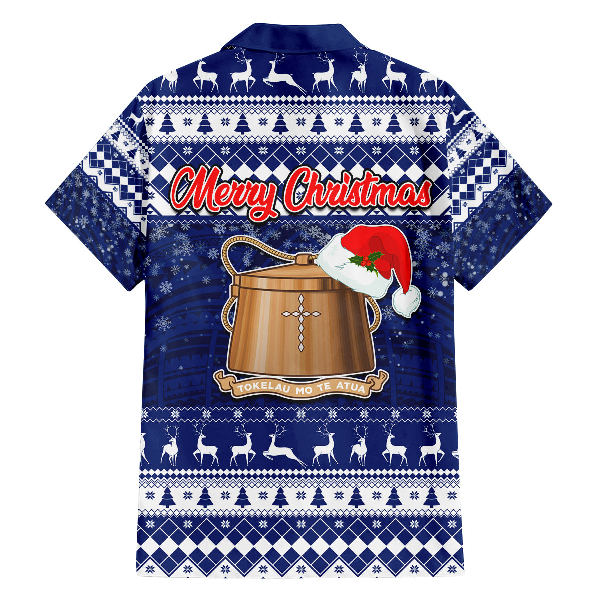 Tokelau Christmas Family Matching Long Sleeve Bodycon Dress and Hawaiian Shirt Santa Claus Tokelau Flag and Coat of Arms with Polynesian Pattern LT03 - Polynesian Pride