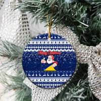 Personalised Tokelau Christmas Ceramic Ornament Santa Claus Tokelau Flag and Coat of Arms with Polynesian Pattern LT03 - Polynesian Pride