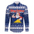 Personalised Tokelau Christmas Family Matching Puletasi Dress and Hawaiian Shirt Santa Claus Tokelau Flag and Coat of Arms with Polynesian Pattern LT03 Dad's Shirt - Long Sleeve Blue - Polynesian Pride
